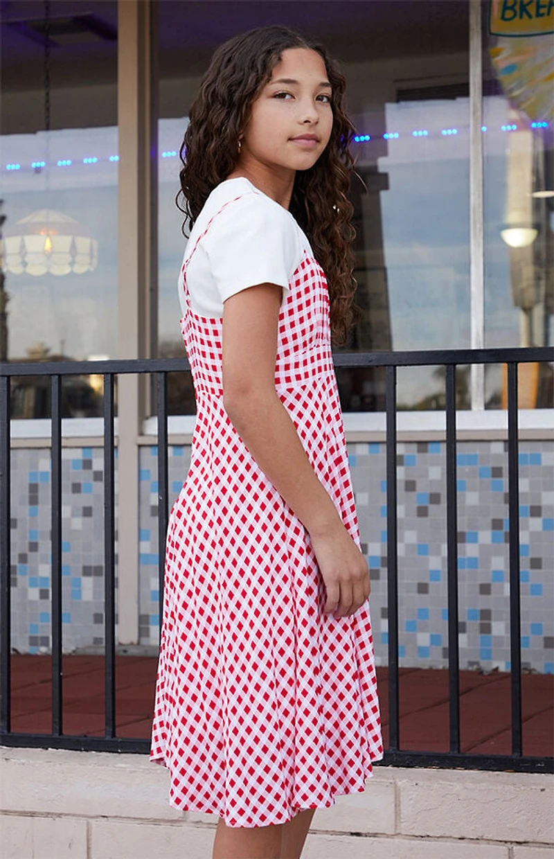 Pacsun Kids Red Gingham Sleeveless Dress