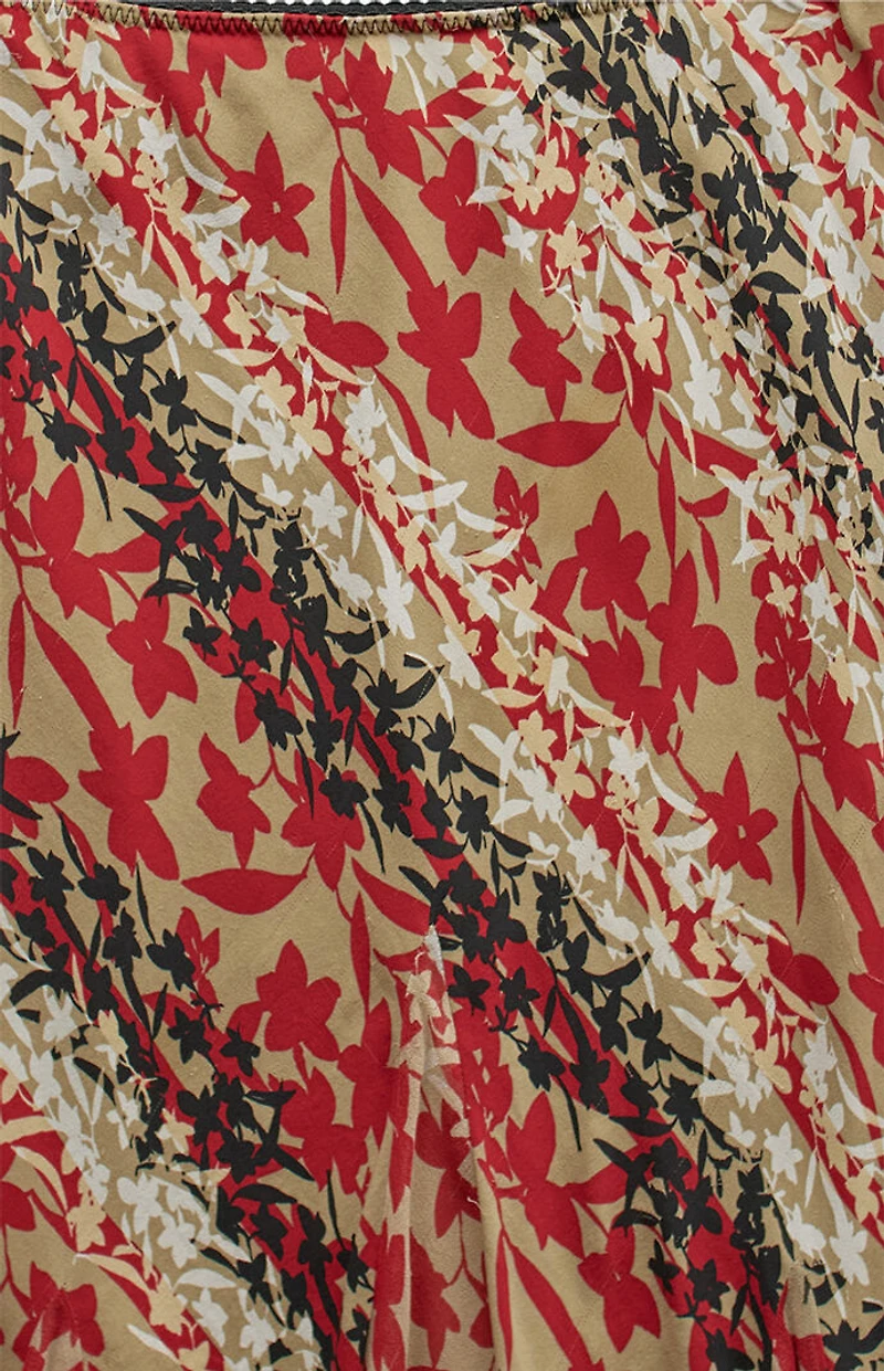 PS VINTAGE 2000s Red Y2K Midi Skirt