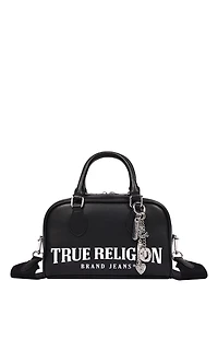 True Religion Black Bombe Logo Satchel