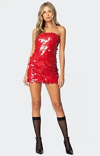 Edikted Samba Sequin Strapless Mini Dress