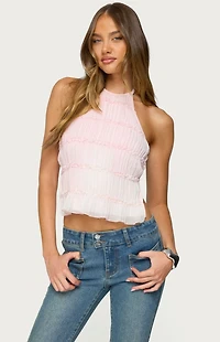 Edikted Amit Tiered Chiffon Halter Top