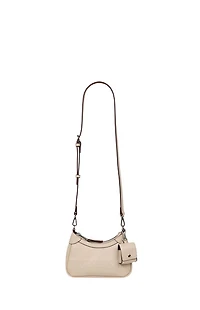 True Religion Cream Trapunto Logo Zip Top Hobo Bag