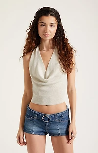 Pacsun Tatum Ultimate Low Rise Denim Micro Shorts Stretch Belt Dark Blue