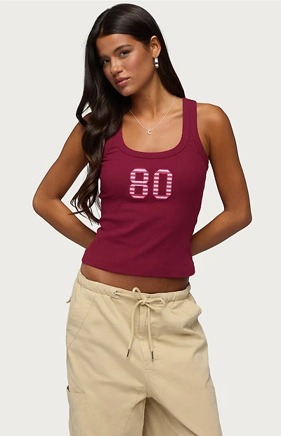 Edikted 80 Stripey Ribbed Tank Top
