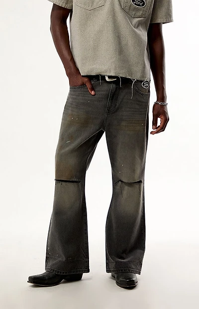 FORD Black Ripped Baggy Bootcut Jeans