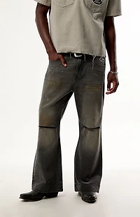 FORD Black Ripped Baggy Bootcut Jeans