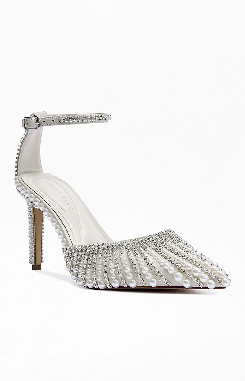 AZALEA WANG Women's Davina Ivory Pearl Stiletto Pumps