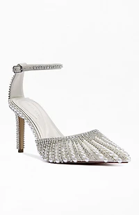 AZALEA WANG Women's Davina Ivory Pearl Stiletto Pumps