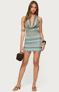 Edikted Ziggy Striped Backless Knit Mini Dress