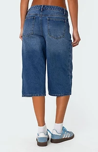 Edikted Xtra Long Low Rise Denim Bermuda Shorts