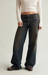 Pacsun Casey Low Rise Baggy Contrast Stitch Dark Blue