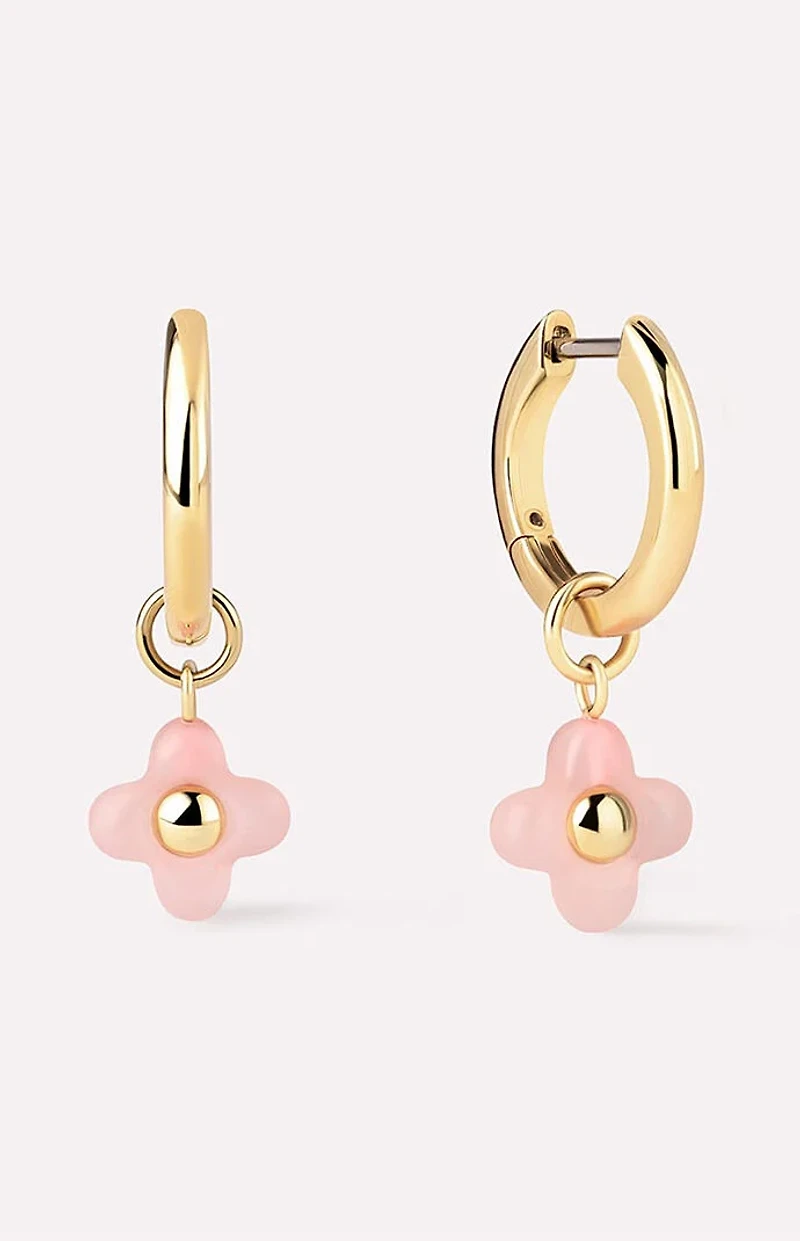 Ana Luisa Liora Rose Quartz Flower Hoop Earrings