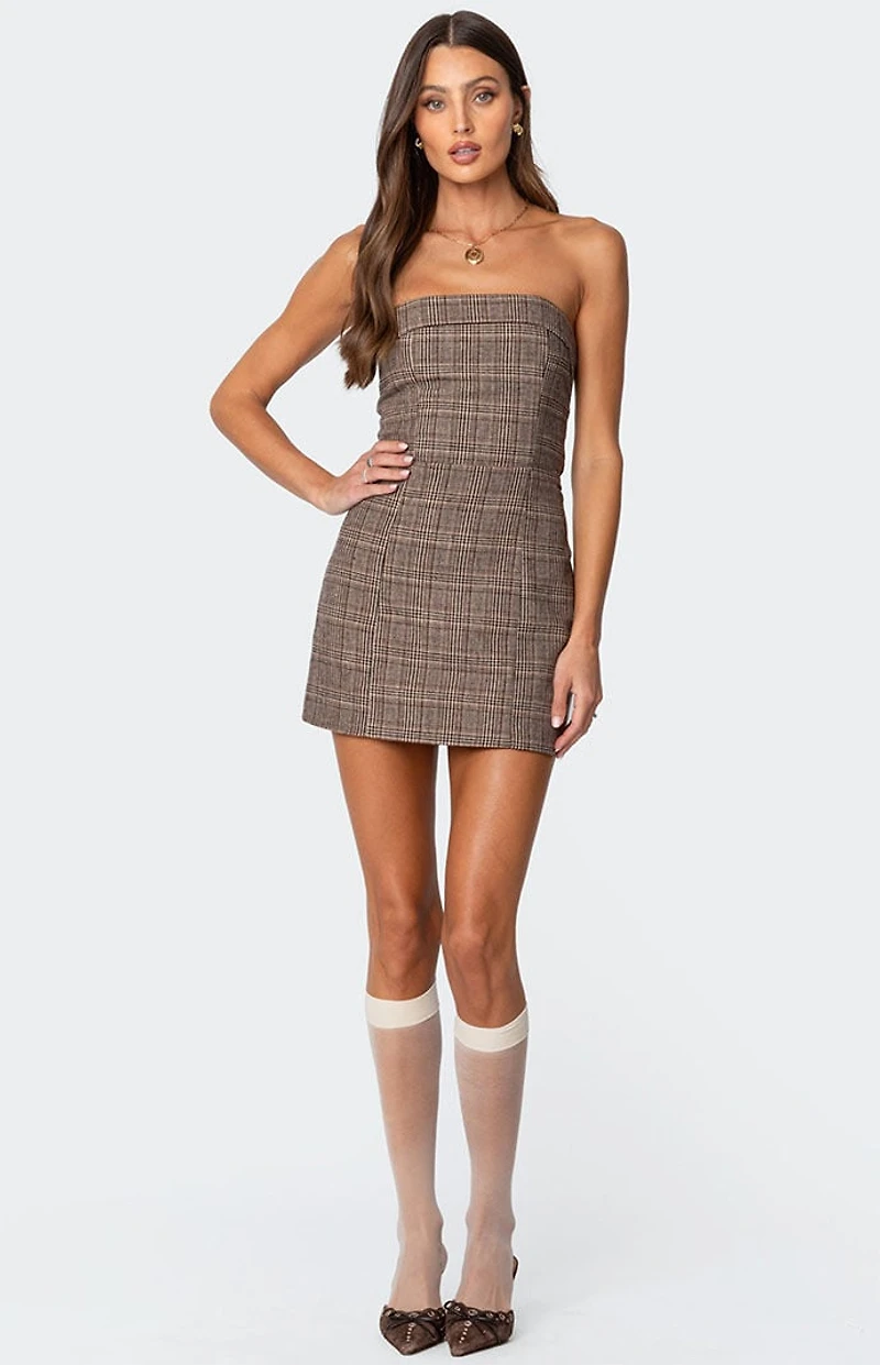 Edikted Boss Mode Plaid Mini Dress