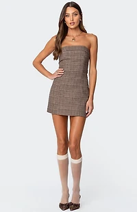 Edikted Boss Mode Plaid Mini Dress