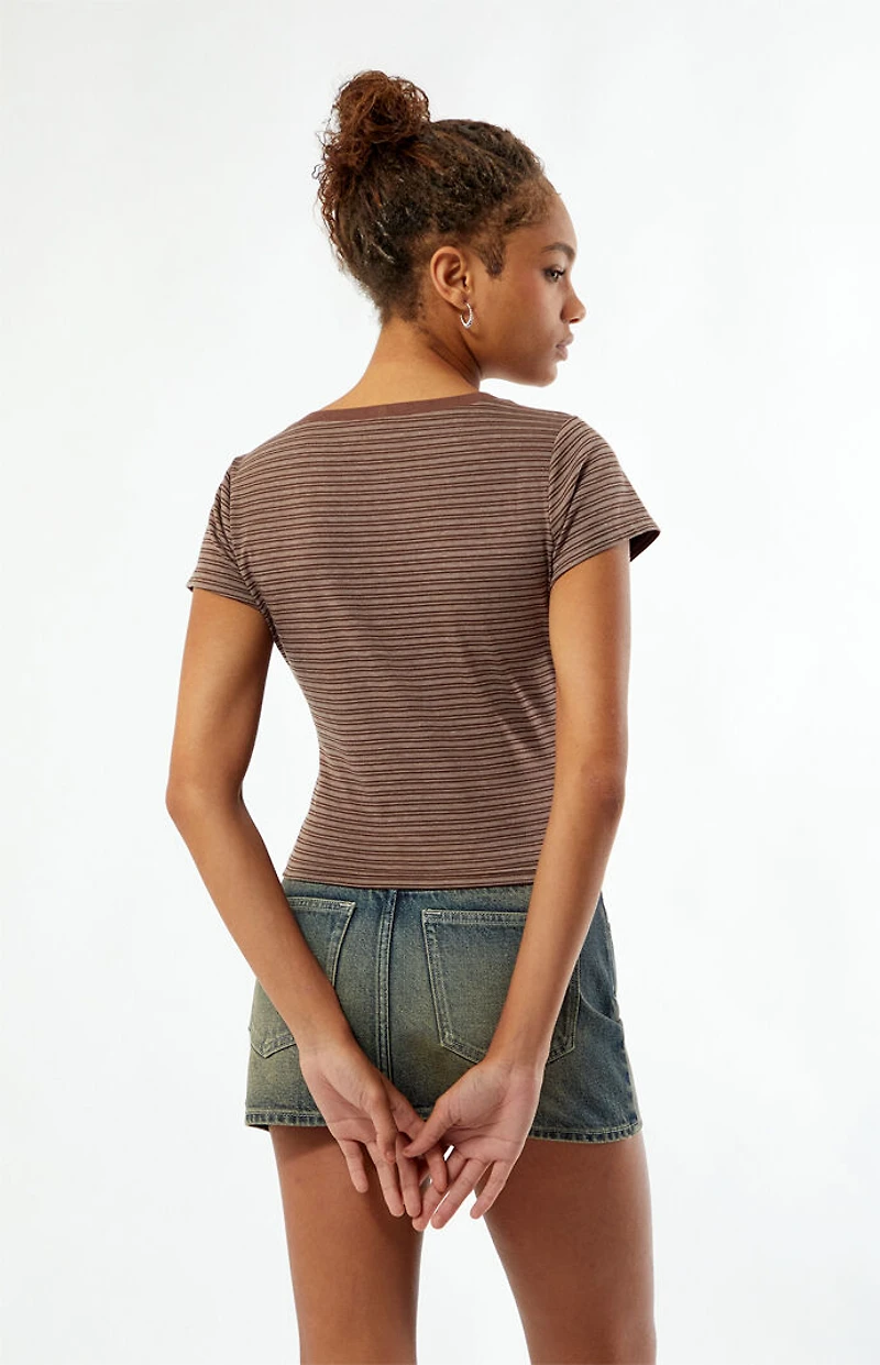 Your Favorite Poppy V-Neck Button T-Shirt