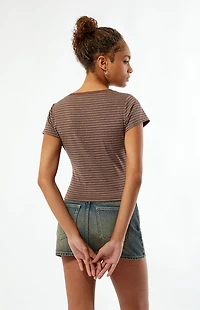 Your Favorite Poppy V-Neck Button T-Shirt