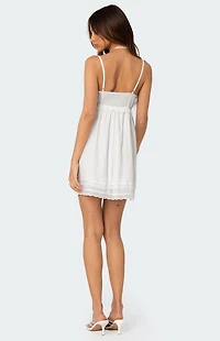 Edikted Bonny Lace Trim Cotton Mini Dress