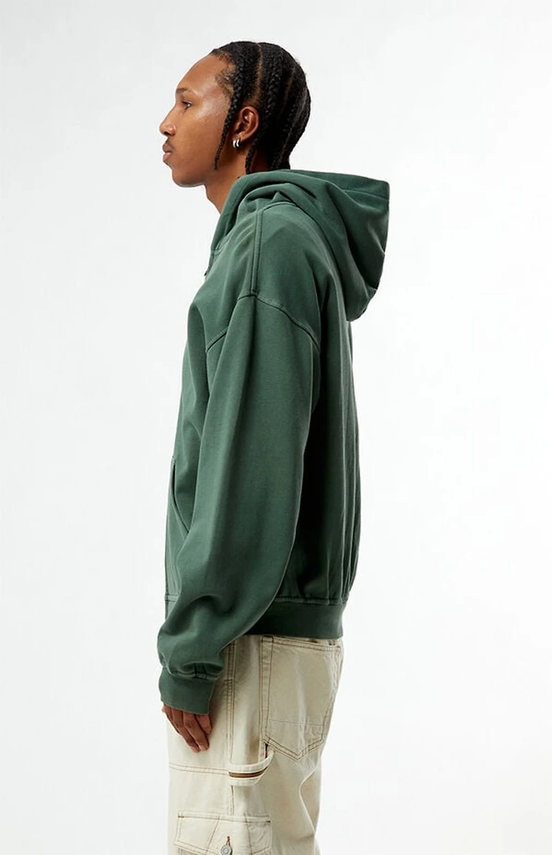 Pacsun Green Vintage Wash Full Zip Hoodie