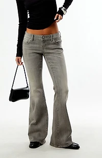 Pacsun Alana Ultra Low Rise Flare Jeans Gray