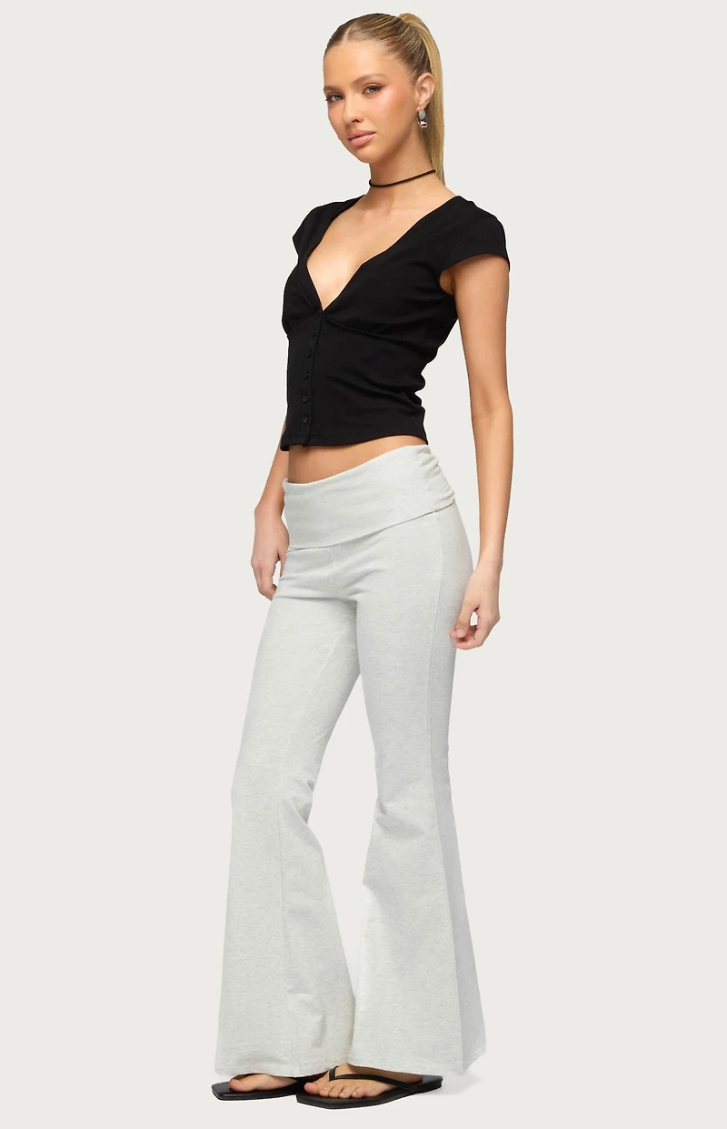 Edikted Petite Naomi Foldover Flared Leggings