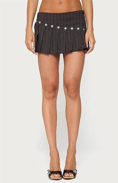 Edikted Mira Iridescent Button Pleated Skort