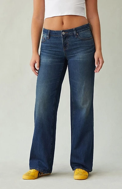 Pacsun Zoe Low Rise Girlfriend Jeans Dark Blue
