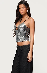 Edikted Rokko Cut Out Sequin Top