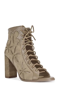 AZALEA WANG Women's Mirona Brown Western Peep Toe Booties