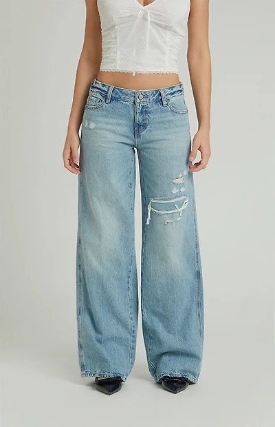 Pacsun Casey Low Rise Baggy Jeans Ripped Indigo