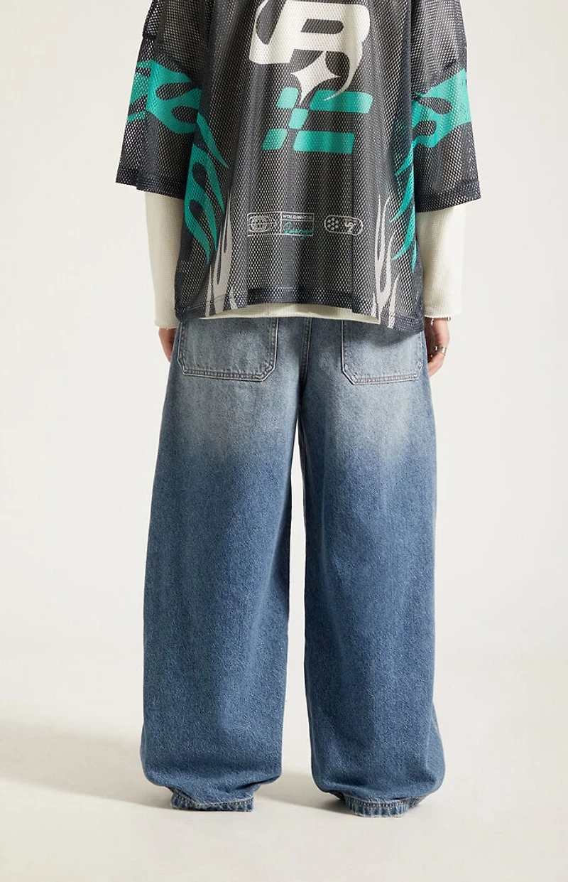 Pacsun Ryder Ultra Baggy Jeans Zippered Medium Blue