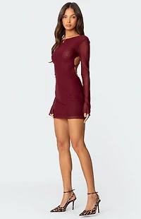 Edikted Lace Up Mesh Mini Dress