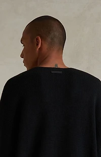 Fear of God ESSENTIALS Jet Black Waffle Knit Long Sleeve T-Shirt