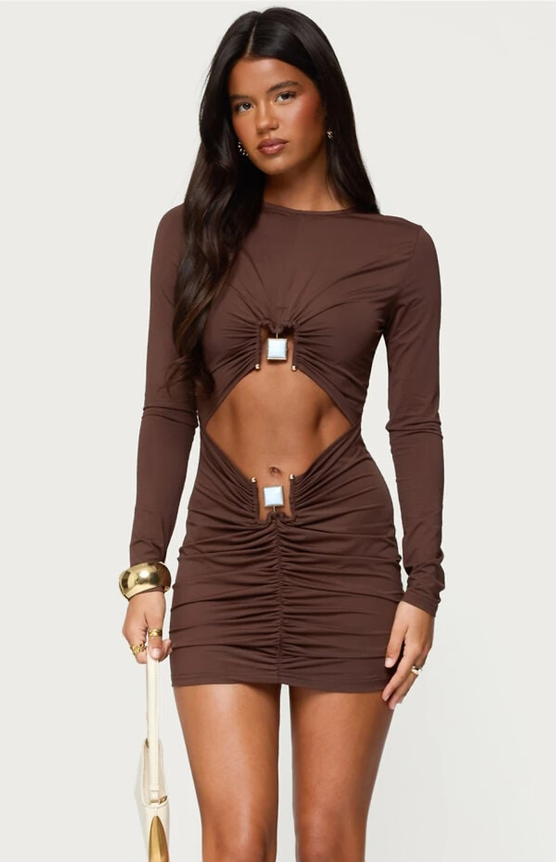 Edikted Nia Cutout Pendant Mini Dress