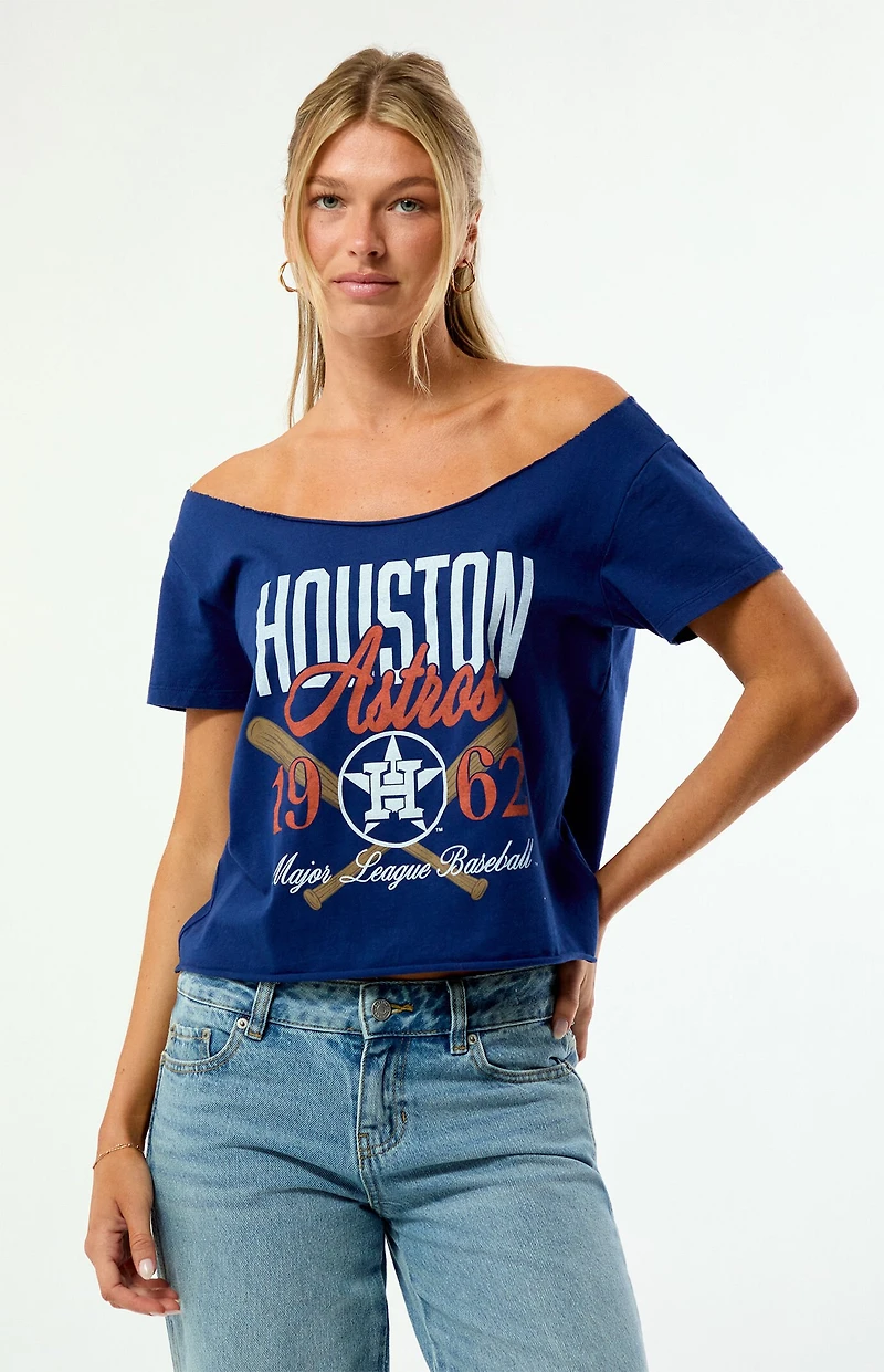 WILD COLLECTIVE x MLB Houston Astros Off-The-Shoulder T-Shirt