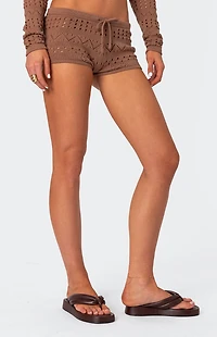 Edikted Betsy Tie Front Knitted Shorts
