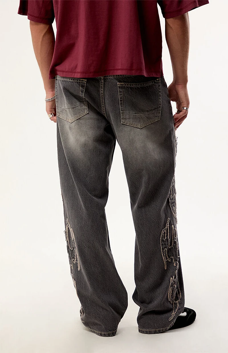 Pacsun Dylan Baggy Jeans Cyber Applique Gray