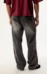 Pacsun Dylan Baggy Jeans Cyber Applique Gray