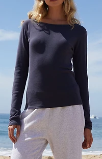 John Galt Blue Leah Long Sleeve Top