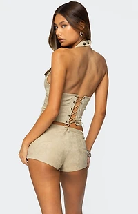 Edikted Sloane Faux Suede Halter Top