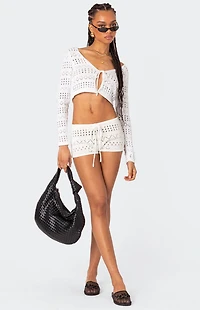 Edikted Betsy Tie Front Knitted Shorts