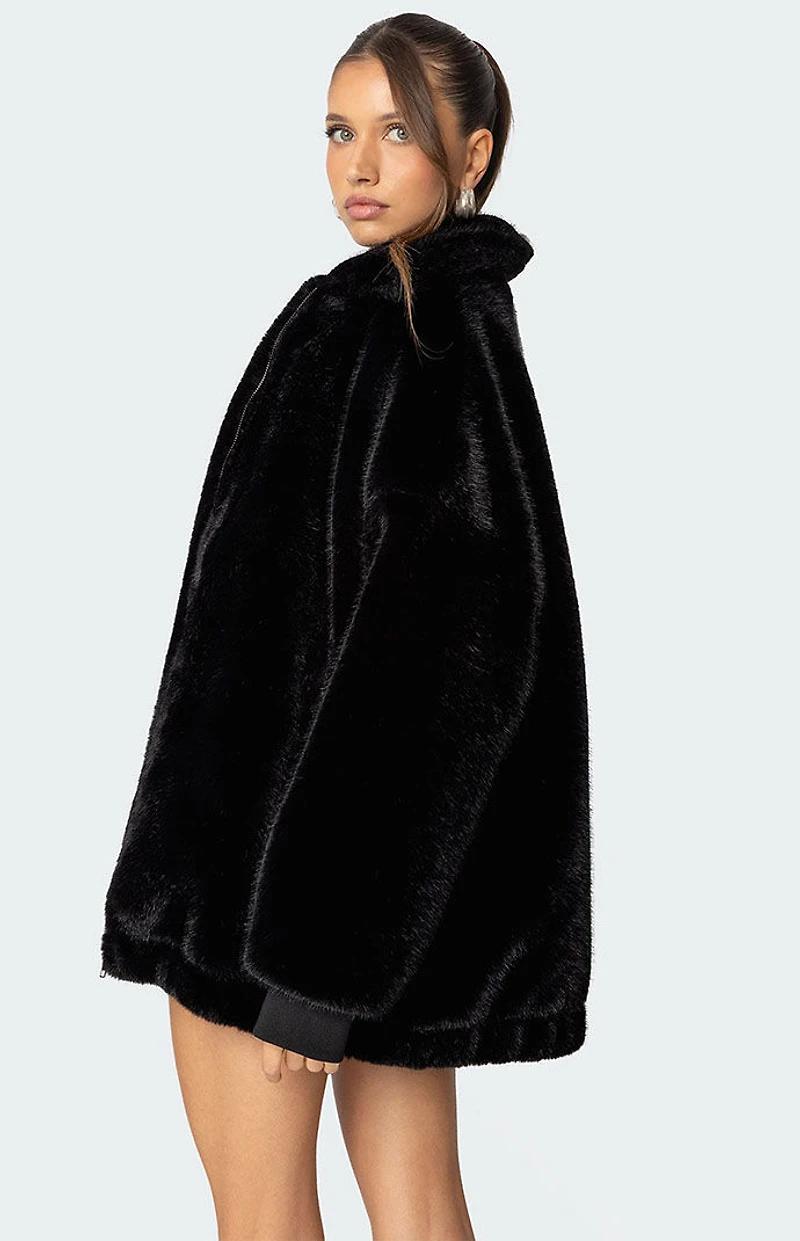 Edikted Taylor Oversized Faux Fur Jacket