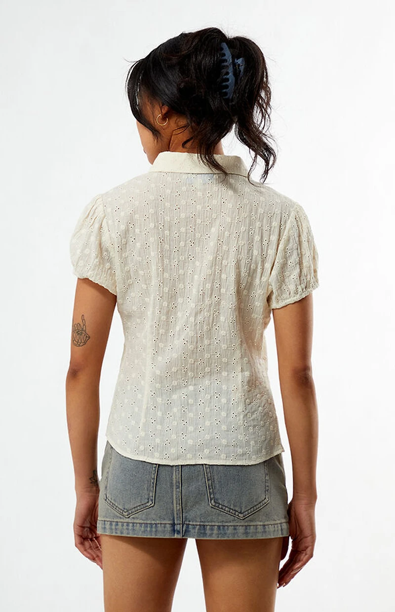Your Favorite Magnolia Eyelet Short Sleeve Button Shirt