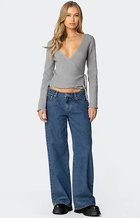 Edikted Paden Ribbed Knit Wrap Top