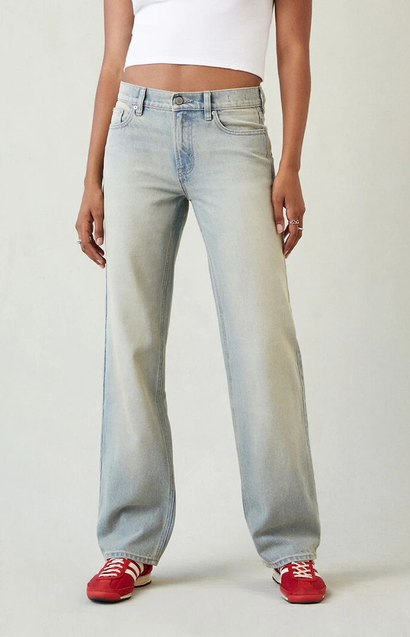 Pacsun Jordyn Low Rise Straight Leg Jeans Light Blue Wash