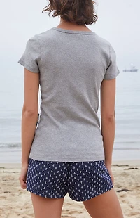 John Galt Black Heather Hailie Short Sleeve Top