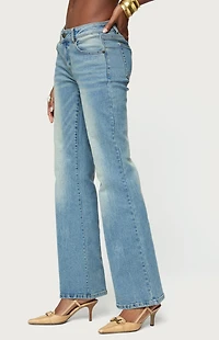 Edikted Jenni Washed Low Rise Flared Jeans