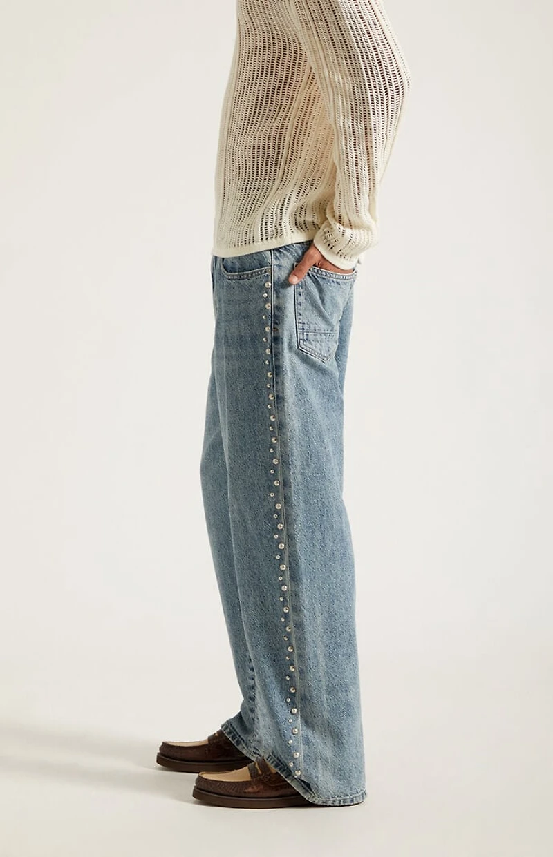 Pacsun Dylan Baggy Jeans Studded Medium Blue