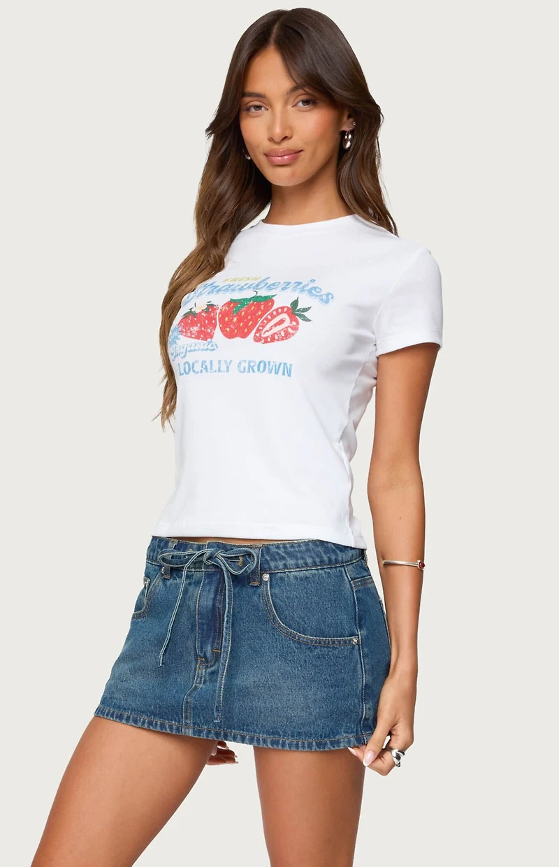 Edikted Fresh Strawberries Graphic T-Shirt