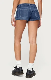 Edikted Hanson Pinstripe Denim Shorts