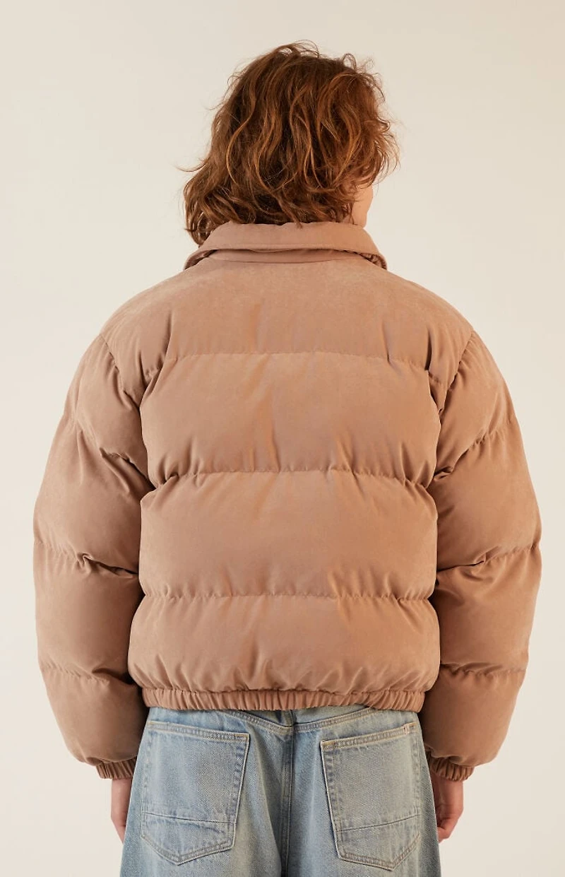 Pacsun Taupe Coaches Puffer Jacket